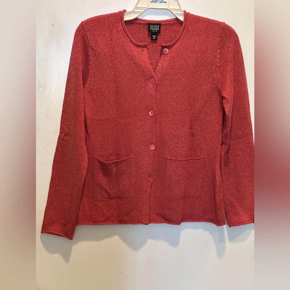 Eileen Fisher Coral Knit Cardigan